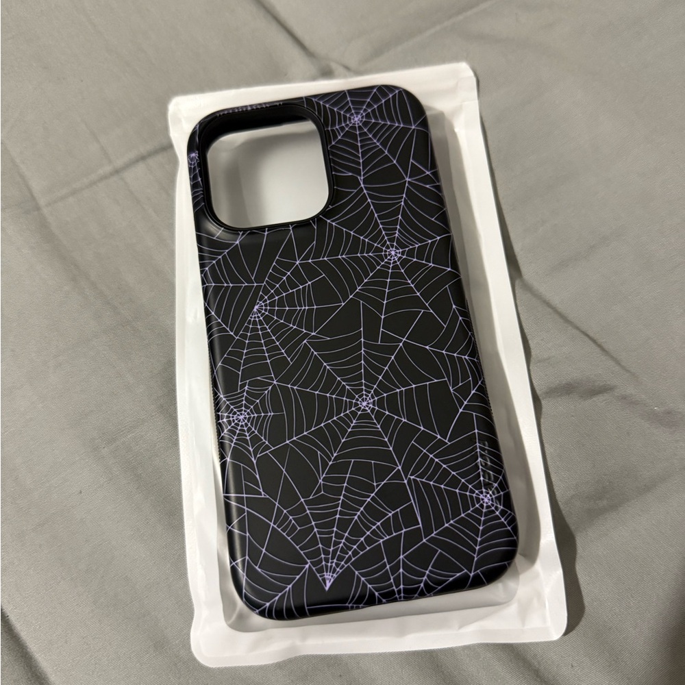 Purple Spider Web iPhone 15 Pro Max Case